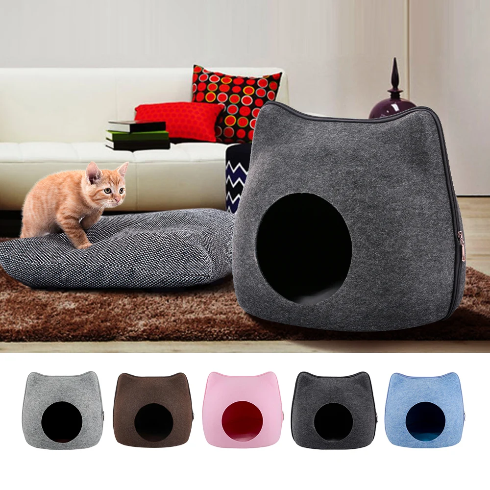 High quality felt Cat Pet Cave Bed for Cats Pets Dark gray/Blue/Pink/Light grey/Coffee color | Дом и сад