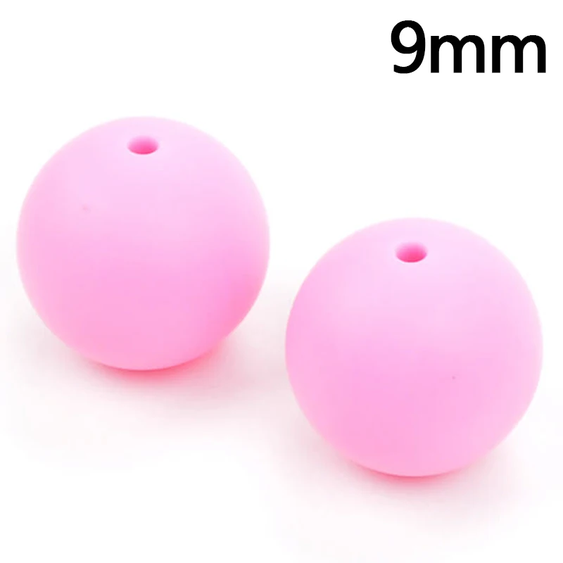 Pink LOFCA 50 шт./партия 9 мм Силиконовые Бусы Длинные Прорезыватели для зубов еда без бисфенола-а класс детский Прорезыватель жевательные DIY ювелирные изделия ожерелье изготовление - Цвет: Pink