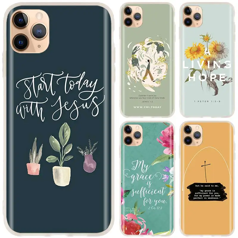 

Soft Case For iPhone 13 12 11 Pro X XR XS Max 8 7 6s 6 Plus Cover SE 2020 Bible Verse Philippians Jesus Christ Christian