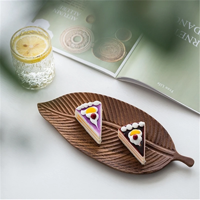 Новый деревянный поднос с рисунком листьев для фруктов искусственный чая