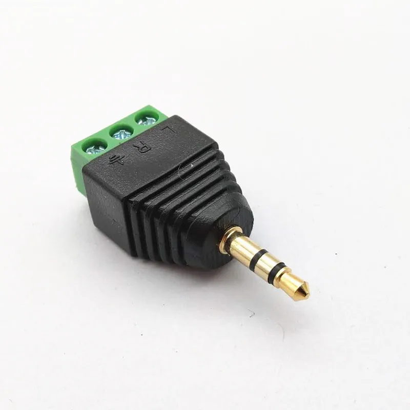 

100pcs 3.5MM gold-plated two-channel audio headphone plug stereo adapter free soldering green terminal