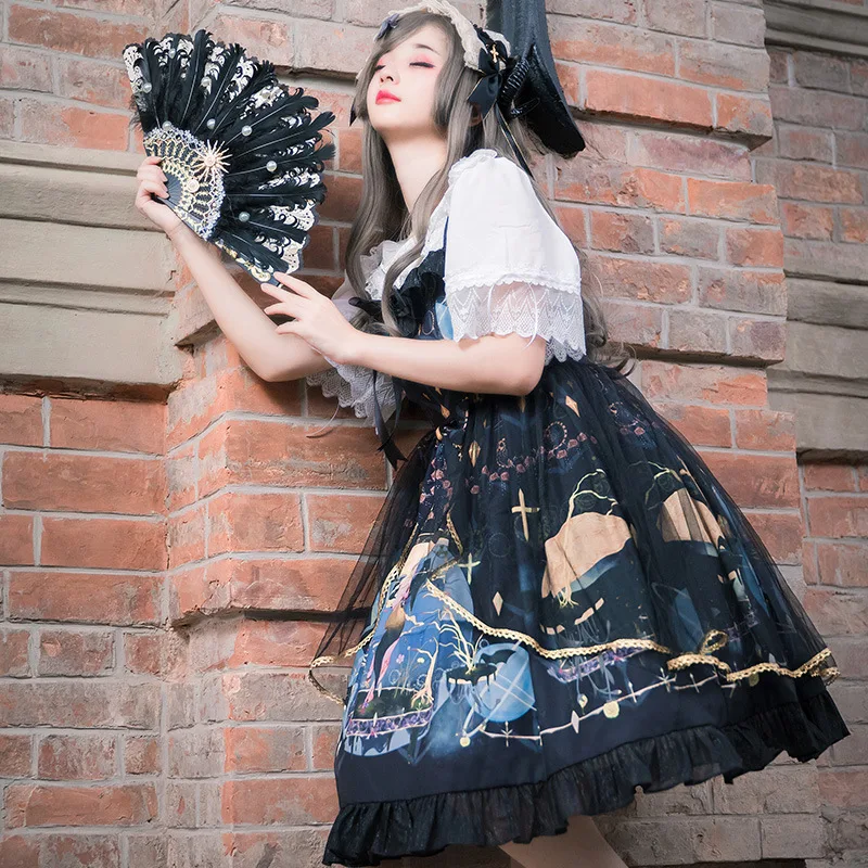 

Lolita Princess Skirt Cosplay Lovely Lolita Cake Skirt Black Seeveless Dress Sleeve Puffy Skirt Court Retro Lolita Dress New