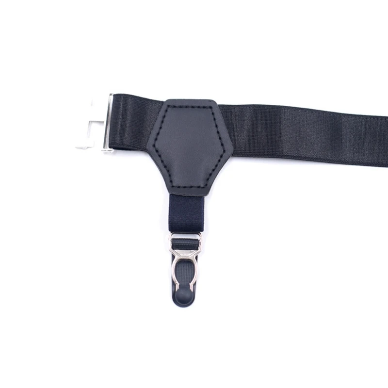 

1 Pair Men Women Black Socks Suspenders with Double Calabash Buckle Elastic Adjustable Non-Slip Stockings Garters Belt