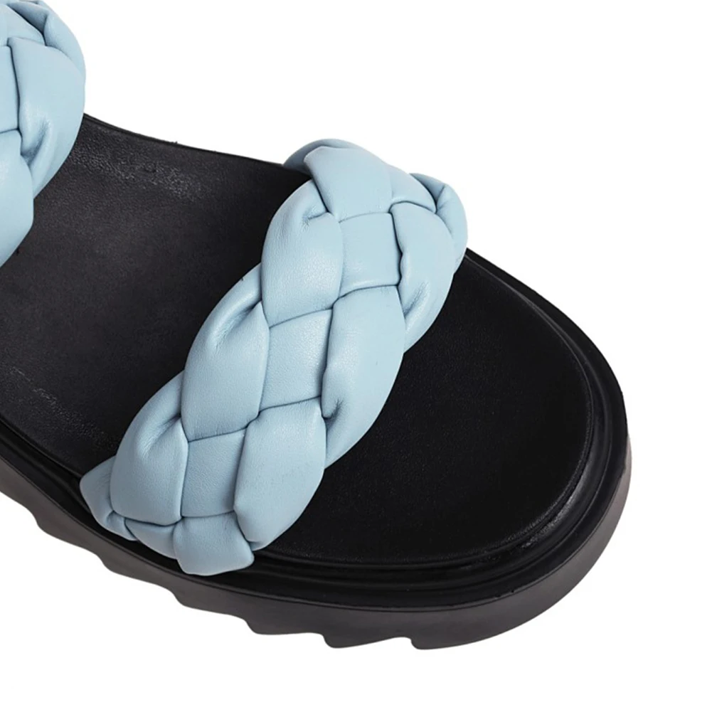 

GIGIFOX 2021 INS HOT For Dropship Plus Size Shoes Women Chunky Heels Platform Black Comfy Wedges Sandal Slippers Summer Slides