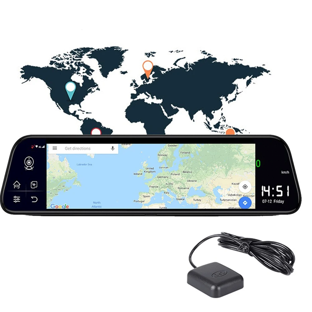 저렴한 자동차 DVR 10 인치 화면 4G 비디오 레코더 1080P 풀 HD 자동 주차 모니터 스트림 미러 GPS 듀얼 렌즈 지원 Andriod 8.1