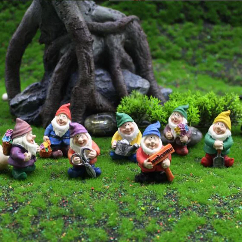 

7Pc Fairy Garden Seven Dwarfs Miniature Ornaments Set Mini Garden Statues For Planter Flowerpot Decor Accessories