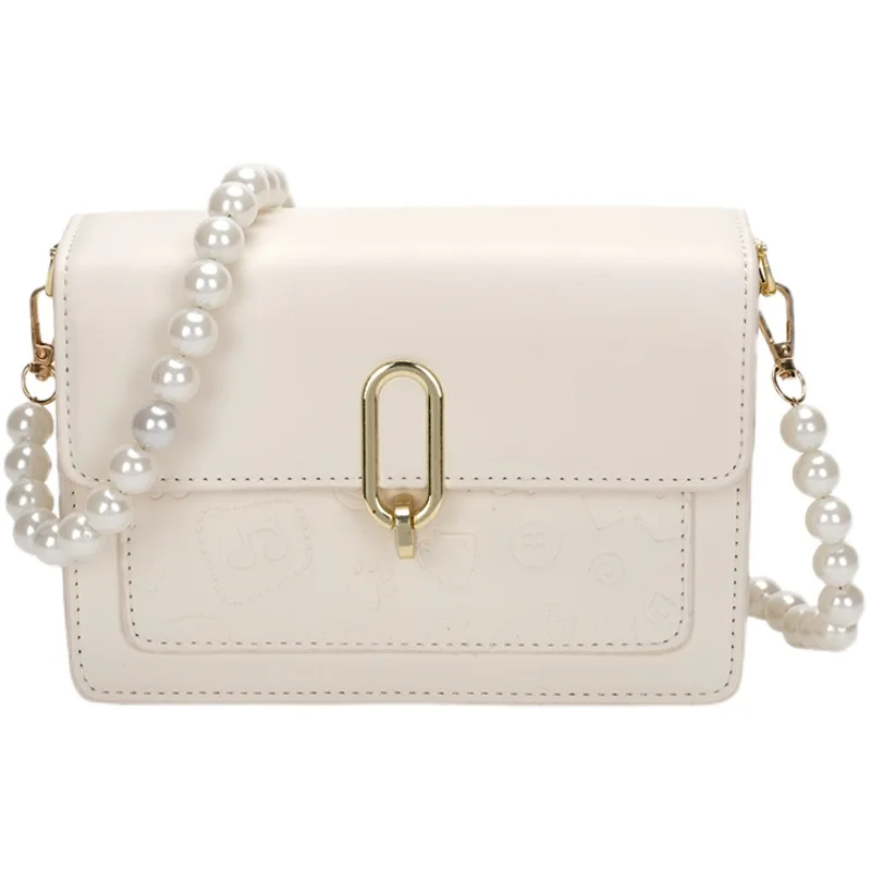 

Shell Bag Thread Small PU Leather Crossbody Bags White Pearl Women Trend Hand Bag Women's Branded Trending Shoulder Handbags