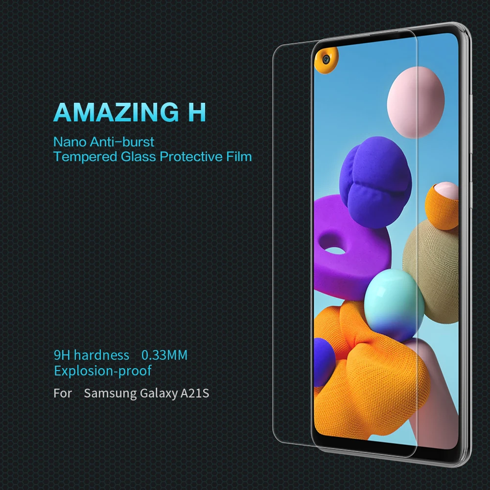 

for Samsung A21s Glass Screen Protector NILLKIN H 0.33MM Safety Protective Glass for Samsung Galaxy A21s Tempered Glass