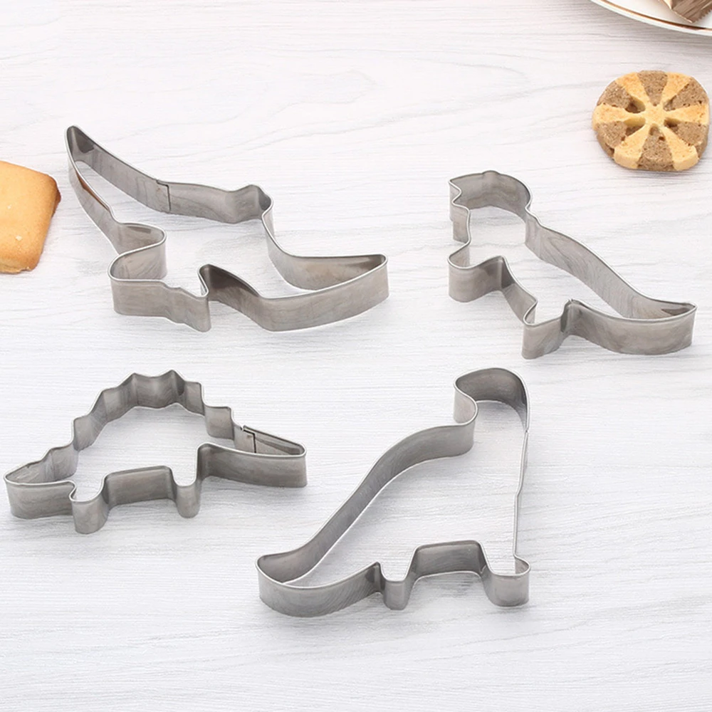 New 4pcs/set Dinosaur Animal Cookie Mould Cutter Stainless Steel Biscuit Gingerbread Mold Gadget DIY Kitchen Pastry Baking Tools | Дом и сад