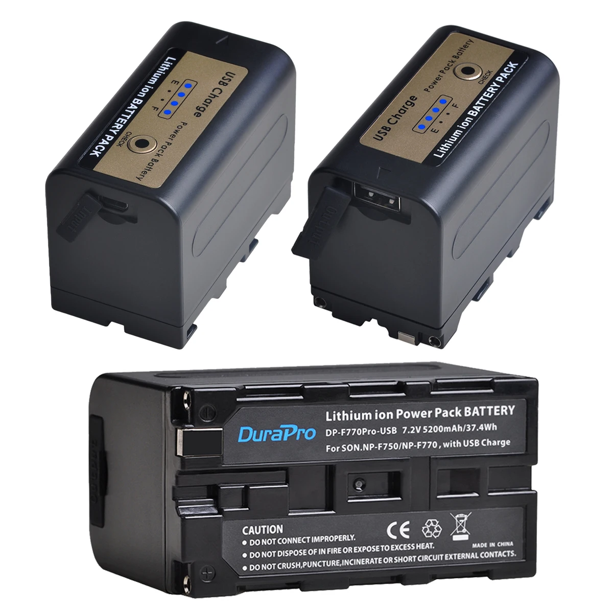 DuraPro NP-F750 NP-F770 батарея с usb-портом для зарядки/вывода со светодиодным индикатором питания для Sony NP F970 F960 F550 F570