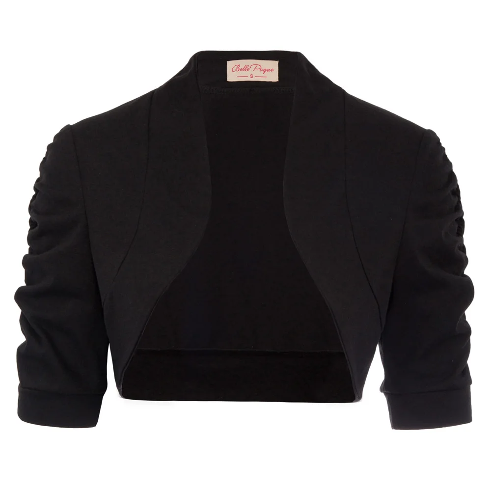 Черное болеро женское элегантное полурукав для свадьбы вечеринки офиса легкое