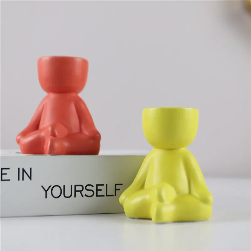 Милый гуманоид цветок концевая кабельная муфта ваза ящик для комнатных растений