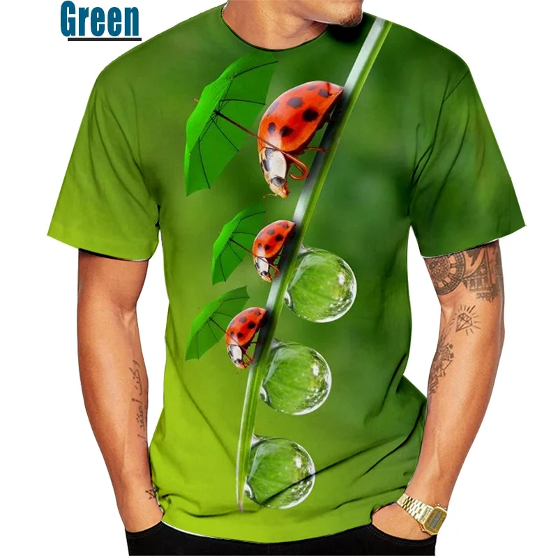 2021 Summer New Seven Star Ladybug 3D Printed T-shirt Men's/Women's Fashion casual short sleeve shirt tops XS~5XL | Мужская