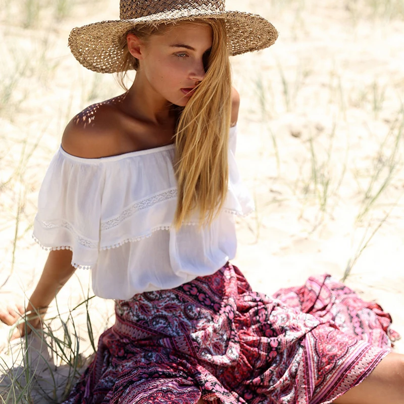 2020 Модные женские белые блузки кружевной пуловер летняя блузка рубашка с