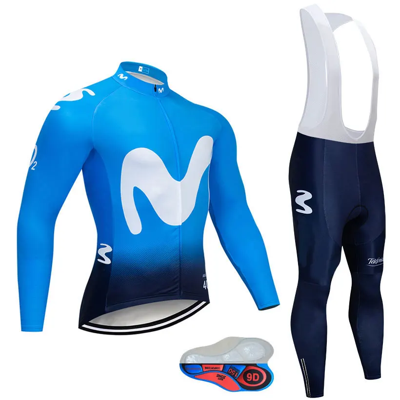 light blue no fleece MOVISTAR командная велосипедная куртка 9D набор велосипедных штанов Ropa Ciclismo мужская зимняя термо флисовая pro трикотаж для велосипедистов одежда - Цвет: light blue no fleece