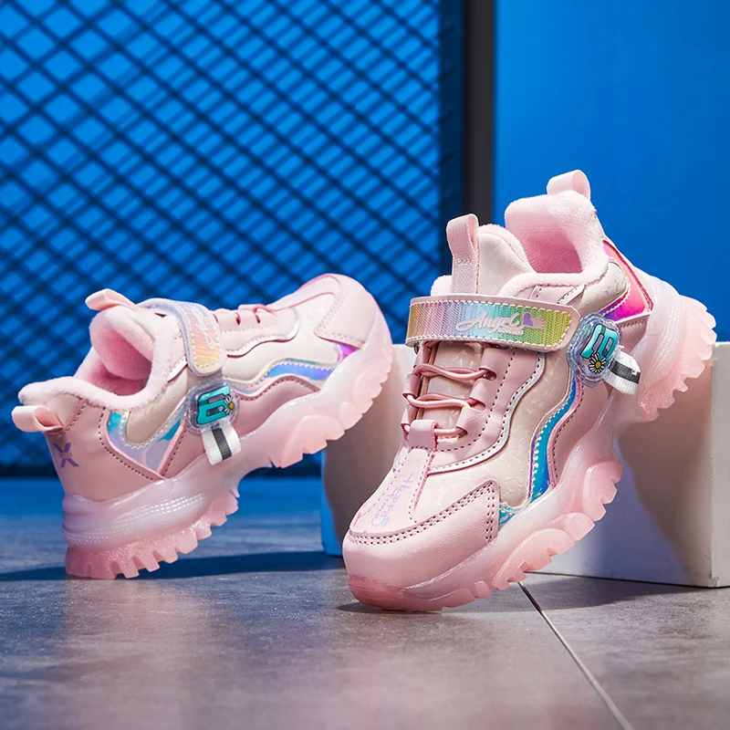 WKPK-zapatos de forro polar para ni&ntilde;os y ni&ntilde;as, calzado de cuero suave y c&oacute;modo, para ocio, Invierno-1