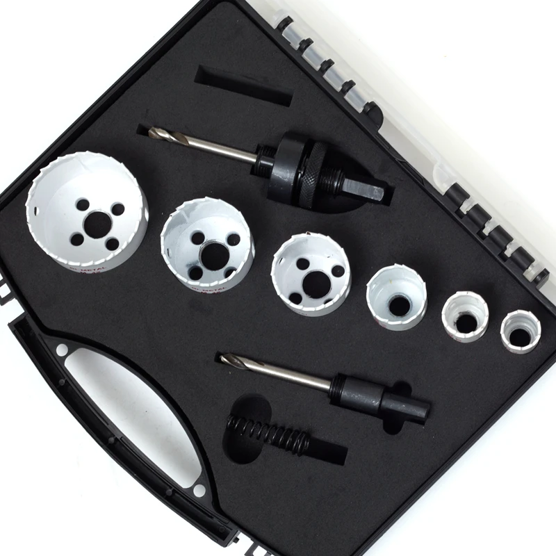 Free Shipping 9pcs/lots high quality Hole Saw Cutting Set Kit woodworking Metal stainless pipeline Cutter 19-42mm Drill Bit kits |