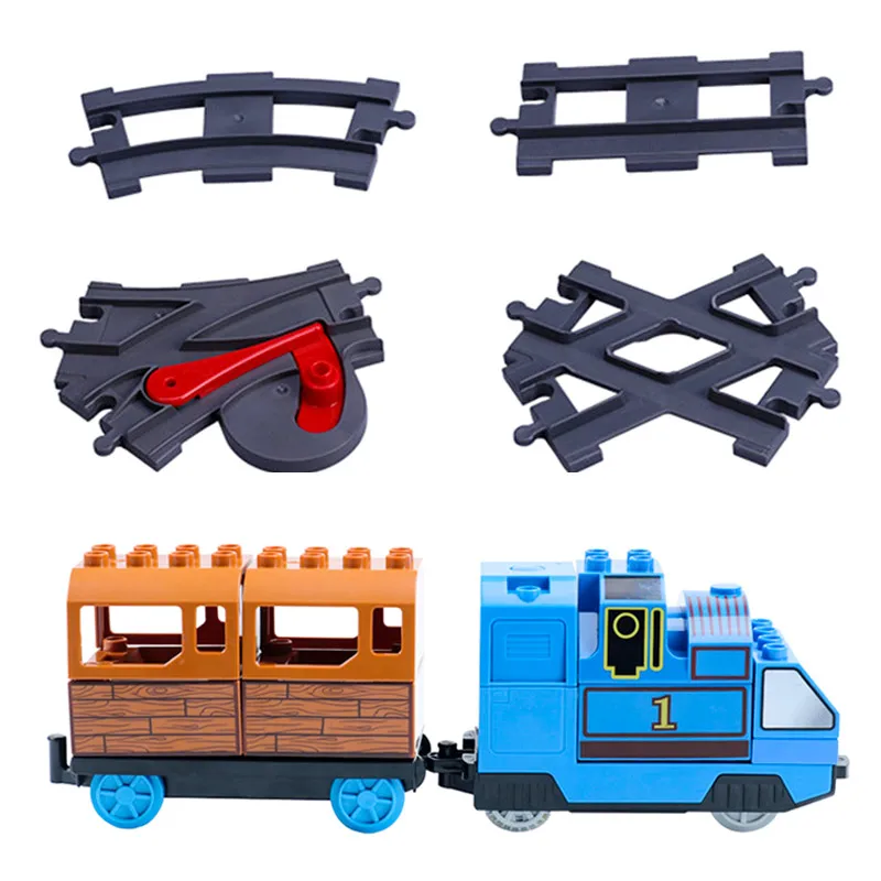 Поезд большого размера сделай сам строительные блоки трек аксессуары совместимы