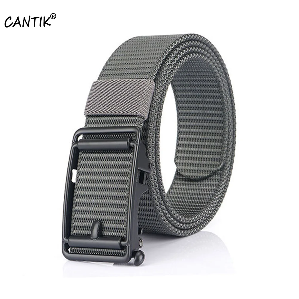 CANTIK Quality Nylon Belts for Men Unique Fake Needle Style Automatic Buckle Metal Clothing  Jean Accessories 35mm Width CBCA207