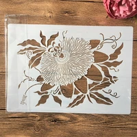 a4 29cm big sun flower leaves diy layering stencils wall painting scrapbook embossing hollow embellishment printing lace ruler