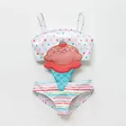 Детский слитный купальник для девочек, шапка, мягкая на ощупь, летний детский купальник для малышей, мультяшный купальник из 2 предметов, верхняя и нижняя одежда