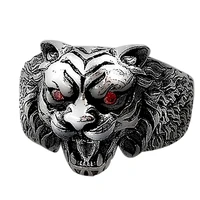 bocai new solid s925 pure silver jewelry retro thai silver mens ring open fashion three dimensional tiger head silver ring