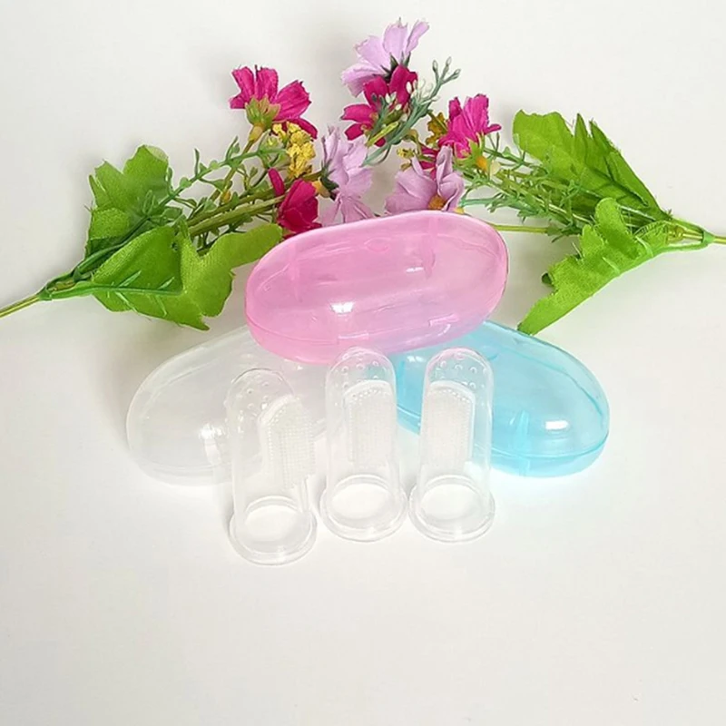 Силиконовая зубная щетка + коробка детская для пальцев чистки зубов Мягкая