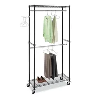 Closet Organizer Garment Rack Clothes Hanger Home Shelf Storage Rack Heavy Duty Furniture 90x45x180CM[US-Stock]