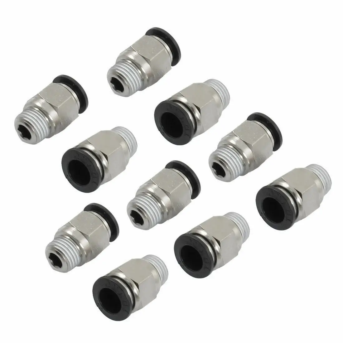 

10Pcs 10mm to 1/4" PT Male Thread One Touch Push In Quick Coupling Fittings.