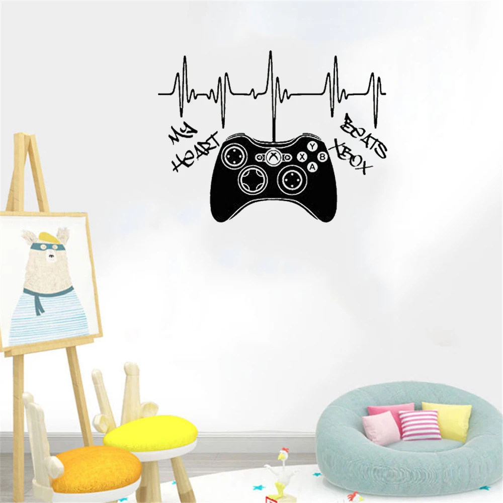 

Настенная Наклейка My Heart Beats Xbox 360, контроллер, геймпад, настенная наклейка, домашний декор, виниловый художественный настенный плакат dw6851