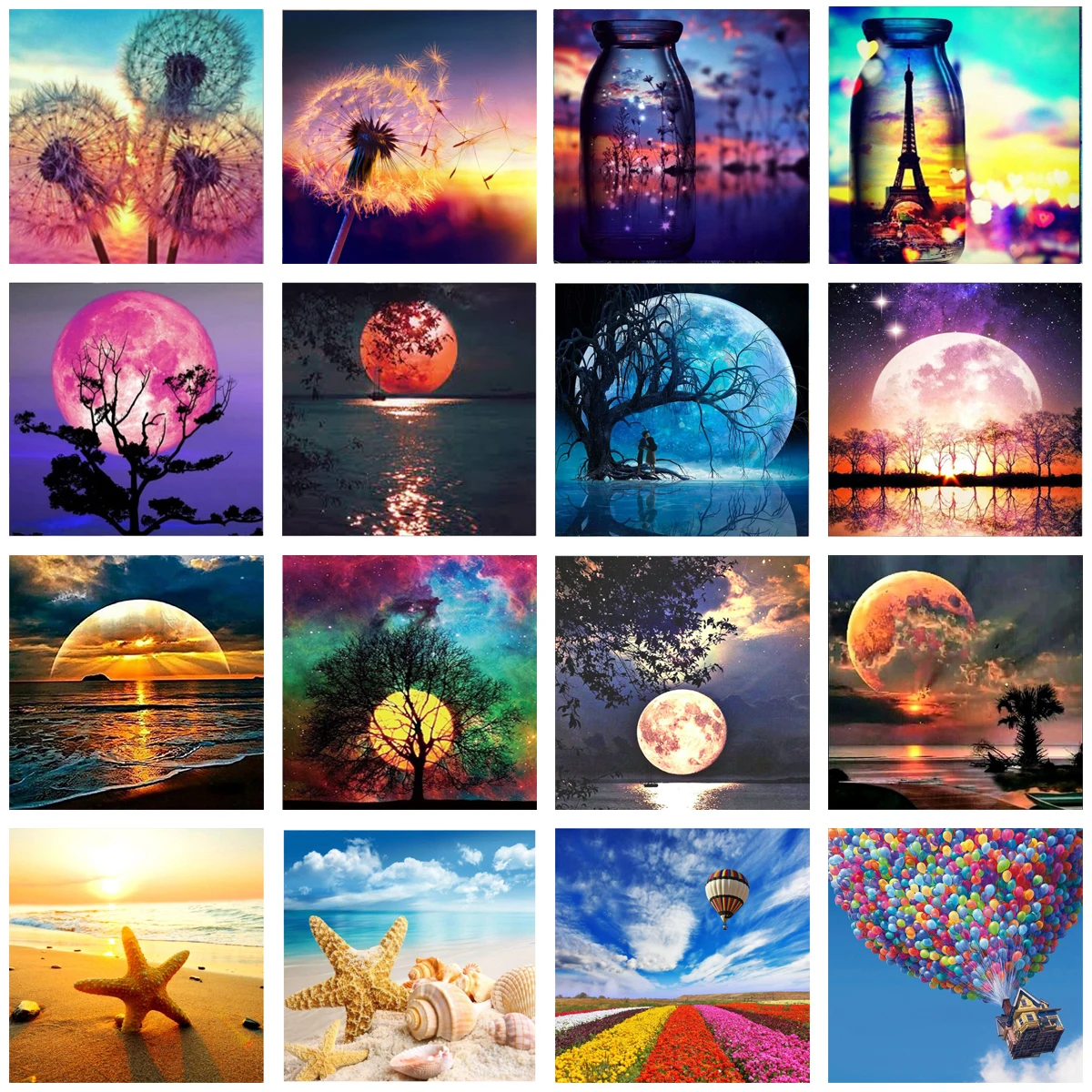 Алмазная 5d живопись пейзаж лунное дерево полноразмерная мозаика Пляжное