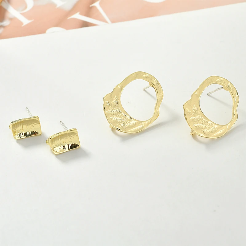 Простые геометрические абстрактные формы сплав серьги 925 Серебряные иглы diy