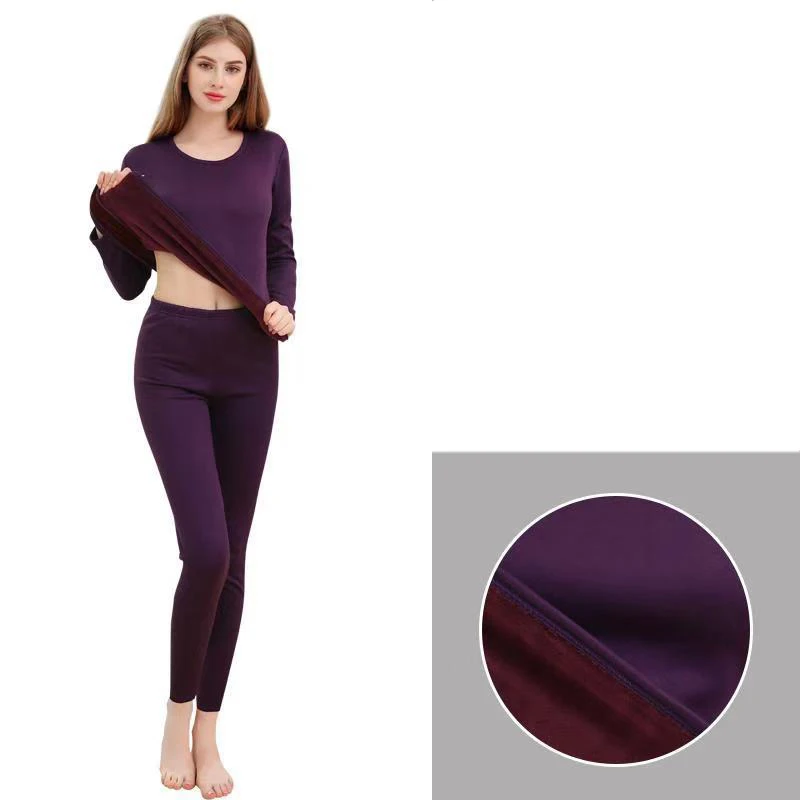 Lady violet 2 шт./компл. Long Johns Для мужчин зимняя женская обувь Термальность костюм мужской женский теплый Термальность нижнее белье Костюмы длинное нижнее белье зимнюю детскую одежду для сна - Цвет: Lady violet