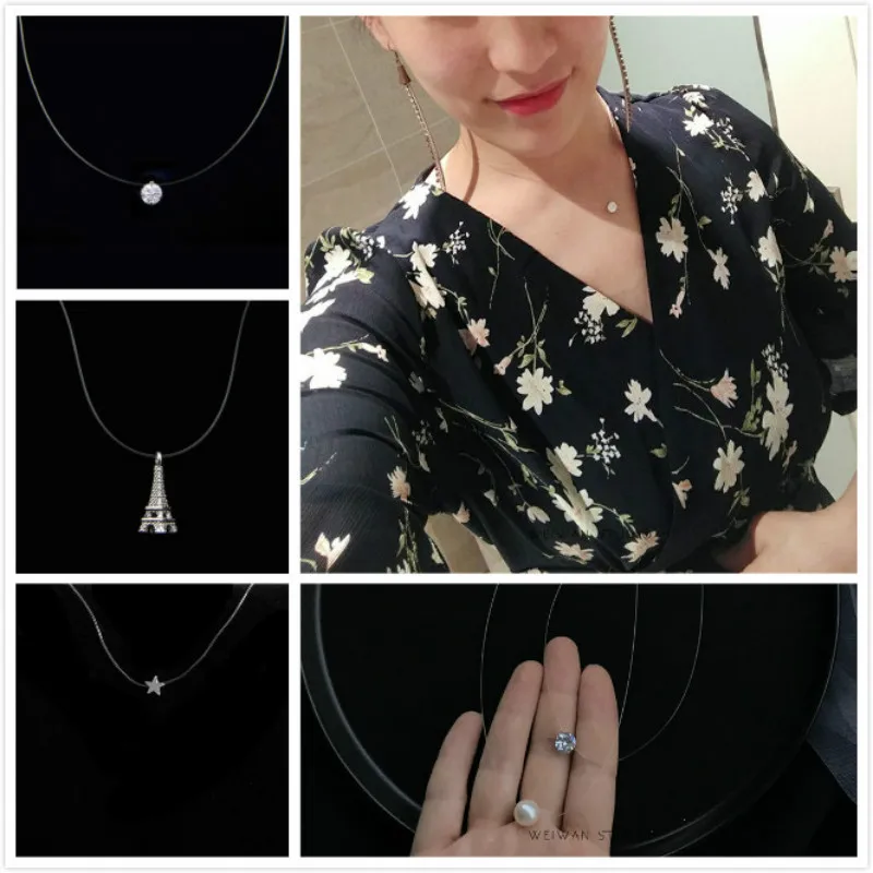 Горящая распродажа хит продаж женские прозрачные античное серебряное ожерелье