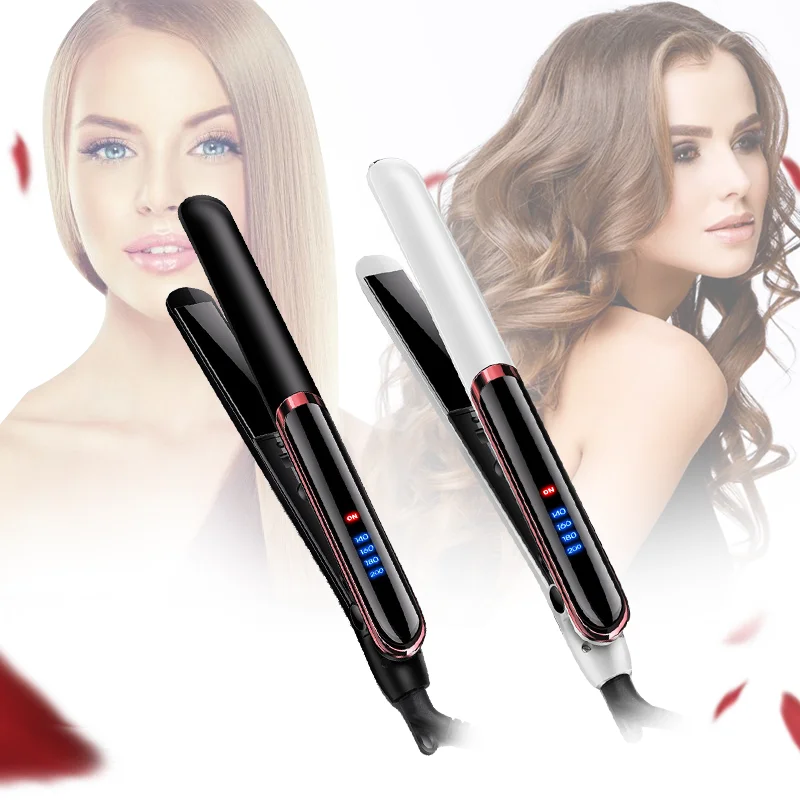 

2 In1 Professional Ceramic Hair Straighting Curling Iron Hair Straightener Curler LED Display Anti-scalding Flat Iron