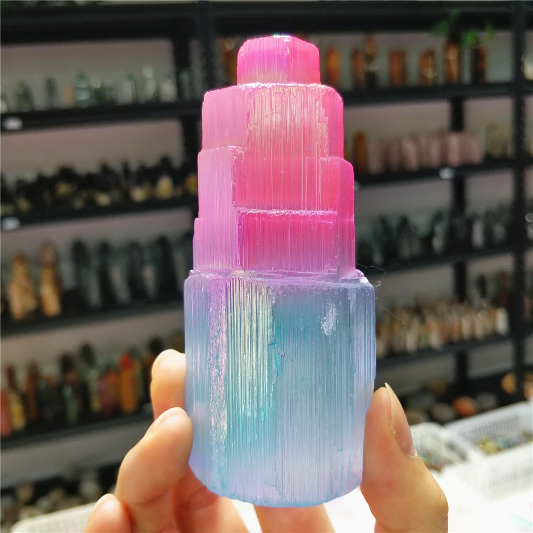 Натуральный Необработанный розово-голубой держатель для лампы с гальваническим