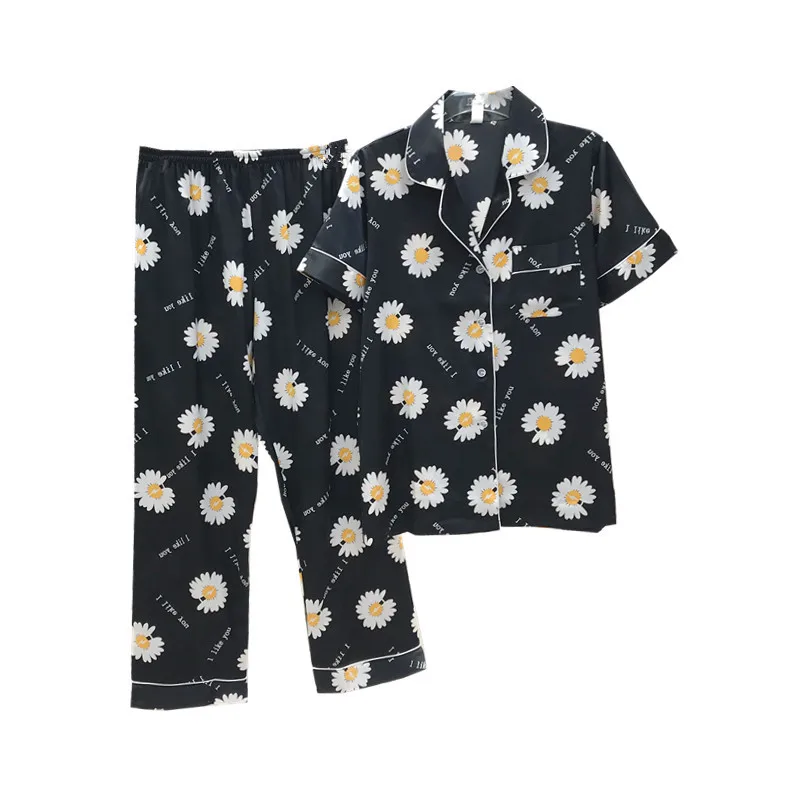 Пижама женская из вискозного волокна тонкий костюм с короткими рукавами и