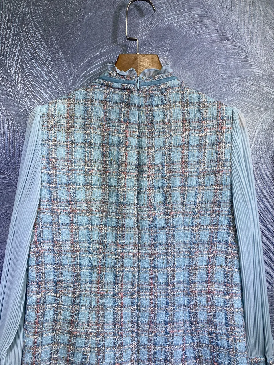 

High Quality Women's Autumn New Style Bow Tie Woven Fabric Long Sleeve Fashion High Street Dress