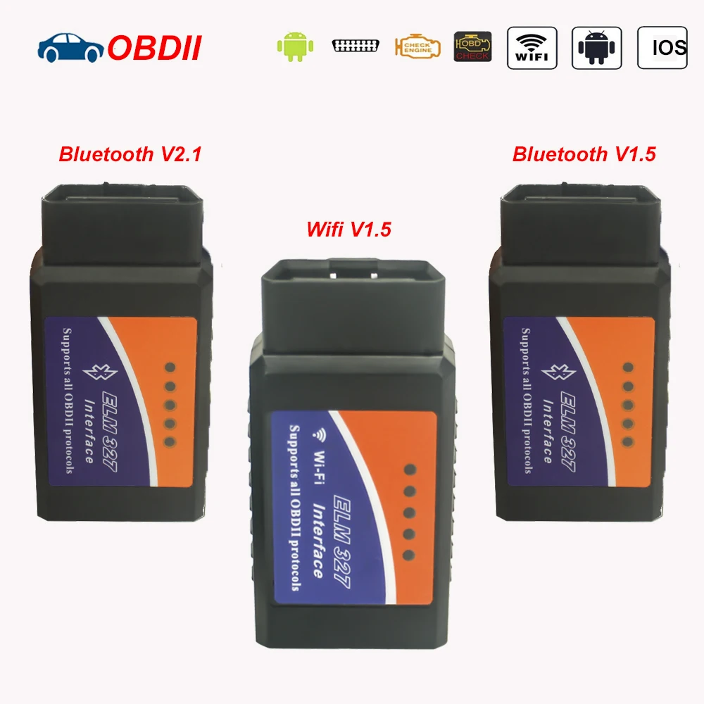 

ELM327 WIFI Bluetooth V1.5 OBD2 Car Diagnostic Scan Tool Supports iOS Android ELM 327 OBDII Auto Code Reader Scanner Adapter