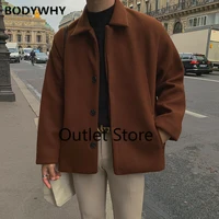 2020 autumn winter mens loose overcoat new fashion warm lapel single breasted woolen coat casual vintage minimalist outwear
