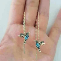 huitan new fashion little bird drop long hanging earrings for women elegant girl tassel earring stylish jewelry personality gift