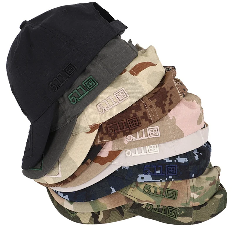 

New Men and Women Personality 511 Baseball Cap Army Green Camouflage Outdoor Tactical Jungle Hat Magic Sticker Military Cap