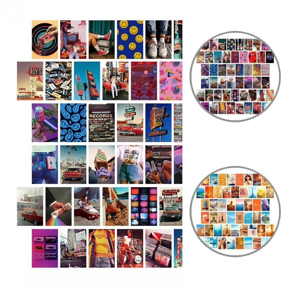 

50Pcs/Set Practical Fine Printing Wall Aesthetic Photos Lightweight Photo Collage Clear Printing for Corridor