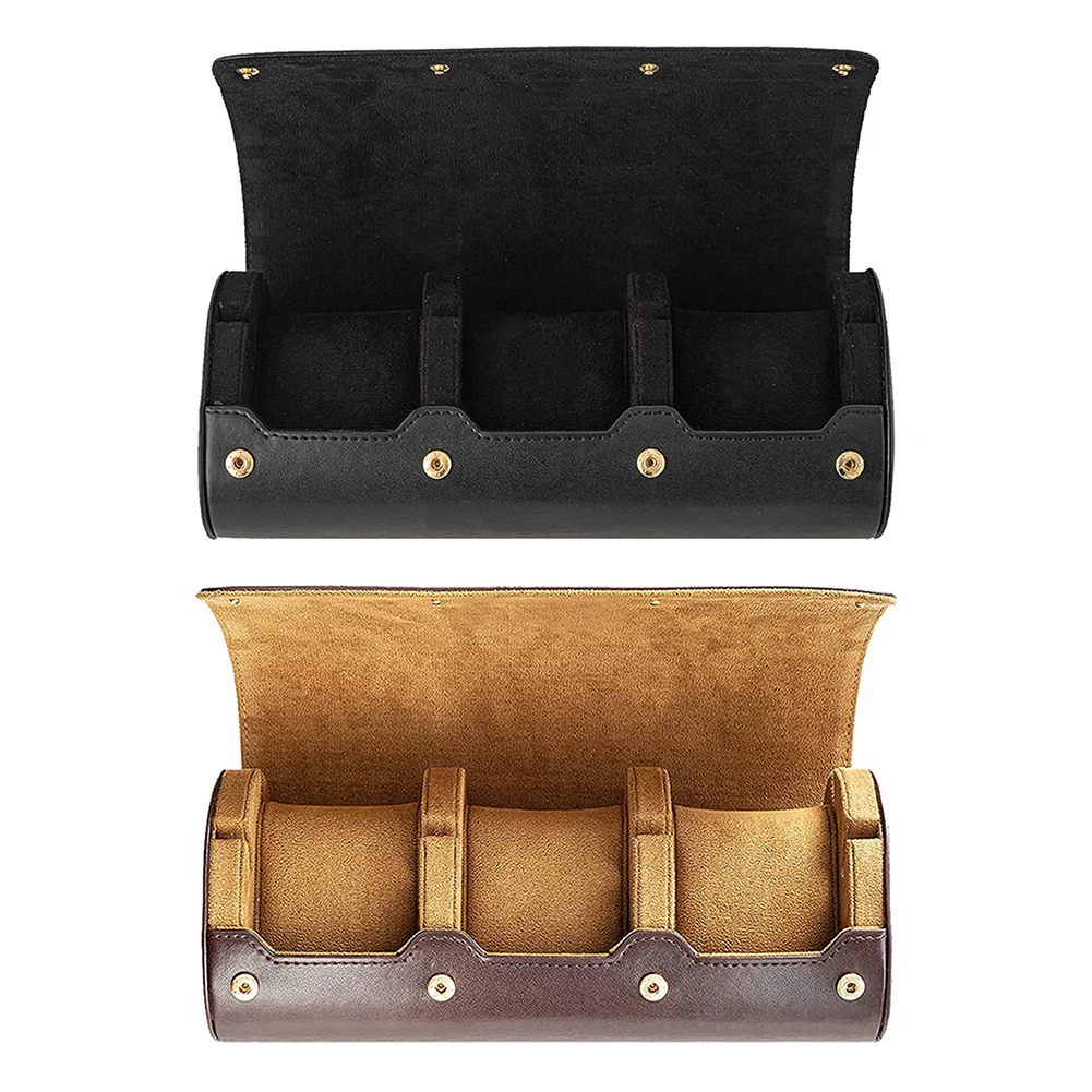 

3 Slots Watch Roll Travel Case Chic Portable Vintage Leather Display Watch Storage Box Wristwatch Organizers Box