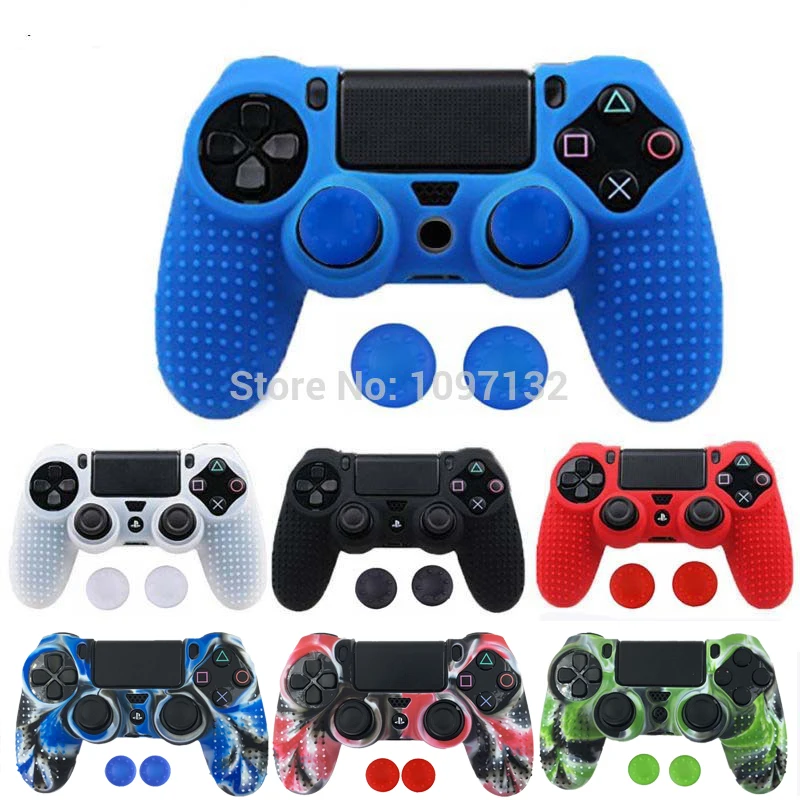 2 в 1 Шипованный Противоскользящий силиконовый чехол для sony playstation Dualshock 4 PS4 Pro тонкий контроллер и свободные ручки