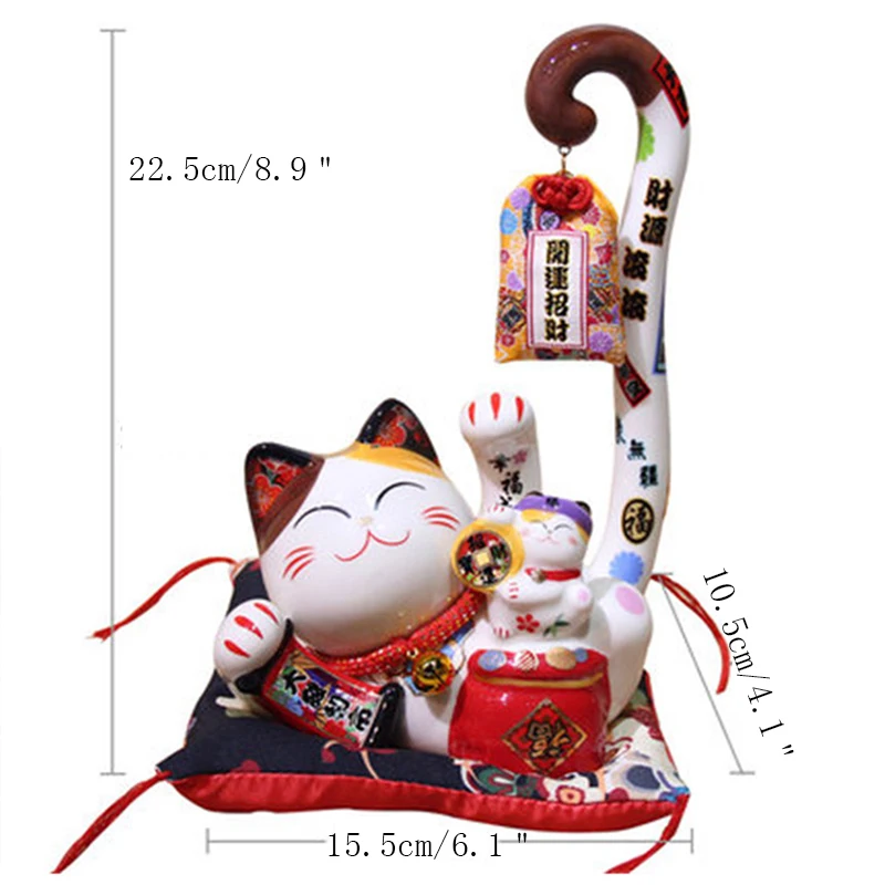 

[MGT]Creative Long Tail Cat Ceramic Lucky Cat Piggy Bank Opening Gift Shop Cashier Table Decoration Home Living Room Accessories