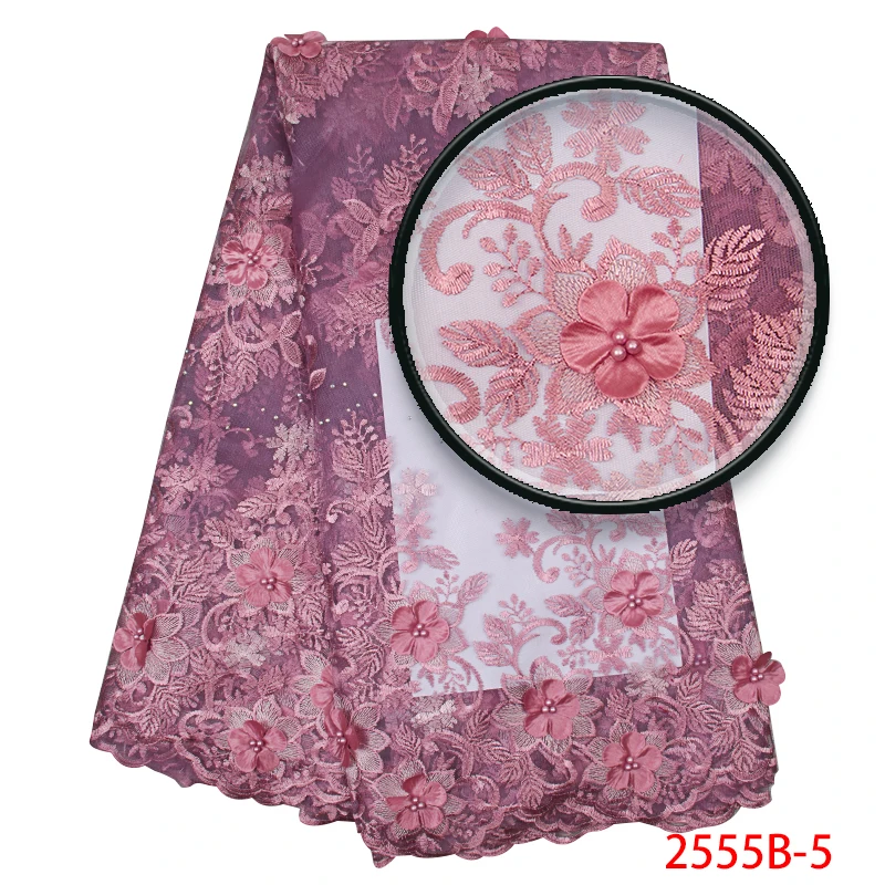 Кружевная ткань в нигерийском стиле Кружевной Тюль небесно голубого цвета с