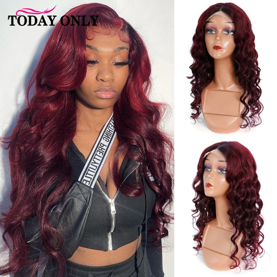 

Red 1B- 99J Loose Wave Lace Front Wig Human Hair 13x4 Brazilian Ombre Virgin Remy Human Hair Wigs With Baby Hair Today Only