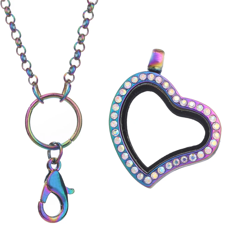 Цепочка-медальон Женская из сплава радужного цвета с памятью сердца цепочкой 60