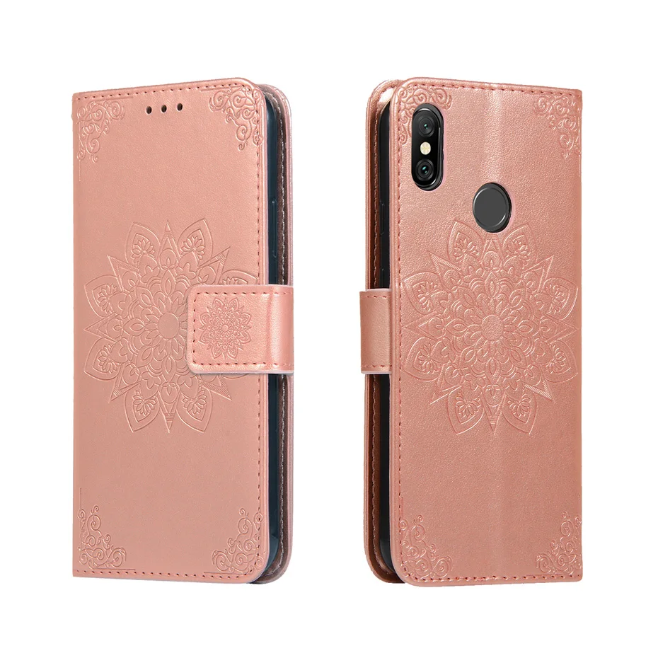 Чехол бумажник с объемными цветами для Redmi Note 6 Pro чехлы книжки Xiaomi Red MI M1806E7TG M1806E7TI